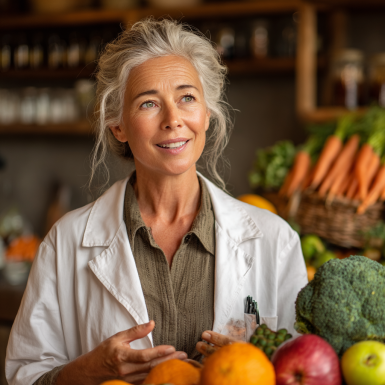 Професійний нутриціолог консультує літню клієнтку