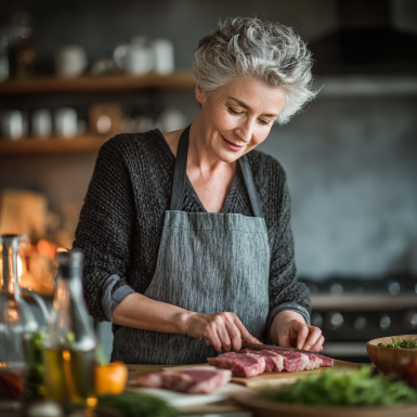 Літня пара насолоджується здоровою їжею